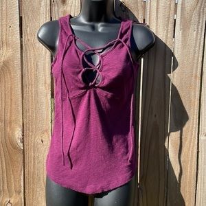 Free People plum cross cross front sleeveless top size m